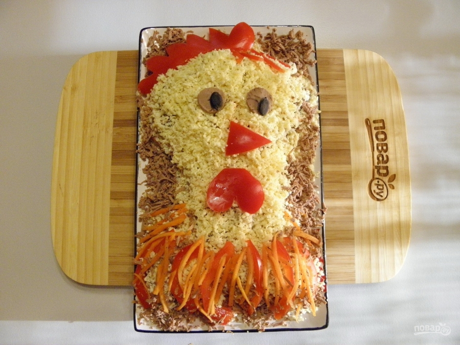 Салат "Петушок" с корейской морковкой