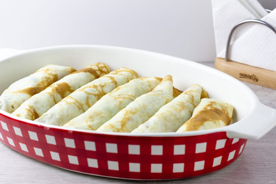 Блинная запеканка с курицей