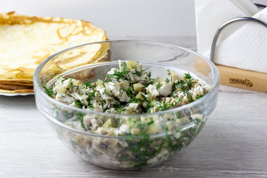 Блинная запеканка с курицей