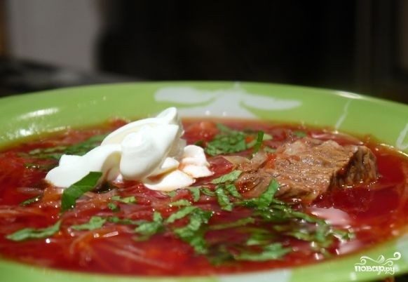 Вкусный борщ с говядиной