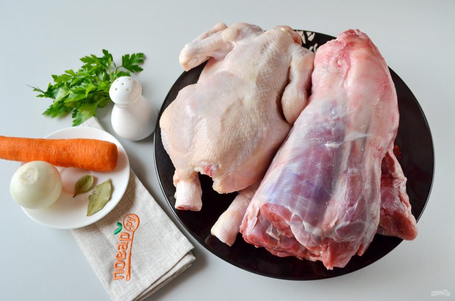 Домашний холодец из говядины и курицы